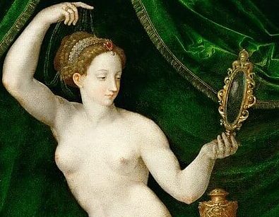 『化粧するヴィーナス』　1525年から1550年の間　フォンテーヌブロー派の画家　ルーヴル美術館蔵