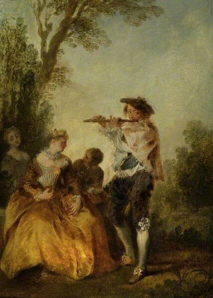 『やさしい歌で…』（ With a tender little song… ）　18世紀　二コラ・ランクレ　フィッツウィリアム美術館蔵