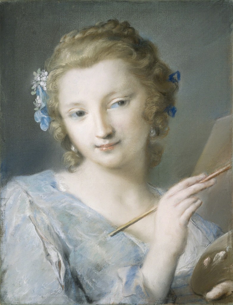 自画像　パステル画　1720年－1725年頃　ロザルバ・カッリエーラ　ナショナル・ギャラリー（ワシントンD.C.）蔵